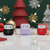 AIIEKZ Compatible with AirPods 3 Case Cover 2021 Soft Silicone Case with Gold Heart Pattern for AirPods 3rd Generation Case with Cute Butterfly Keychain for Girls Women (White)